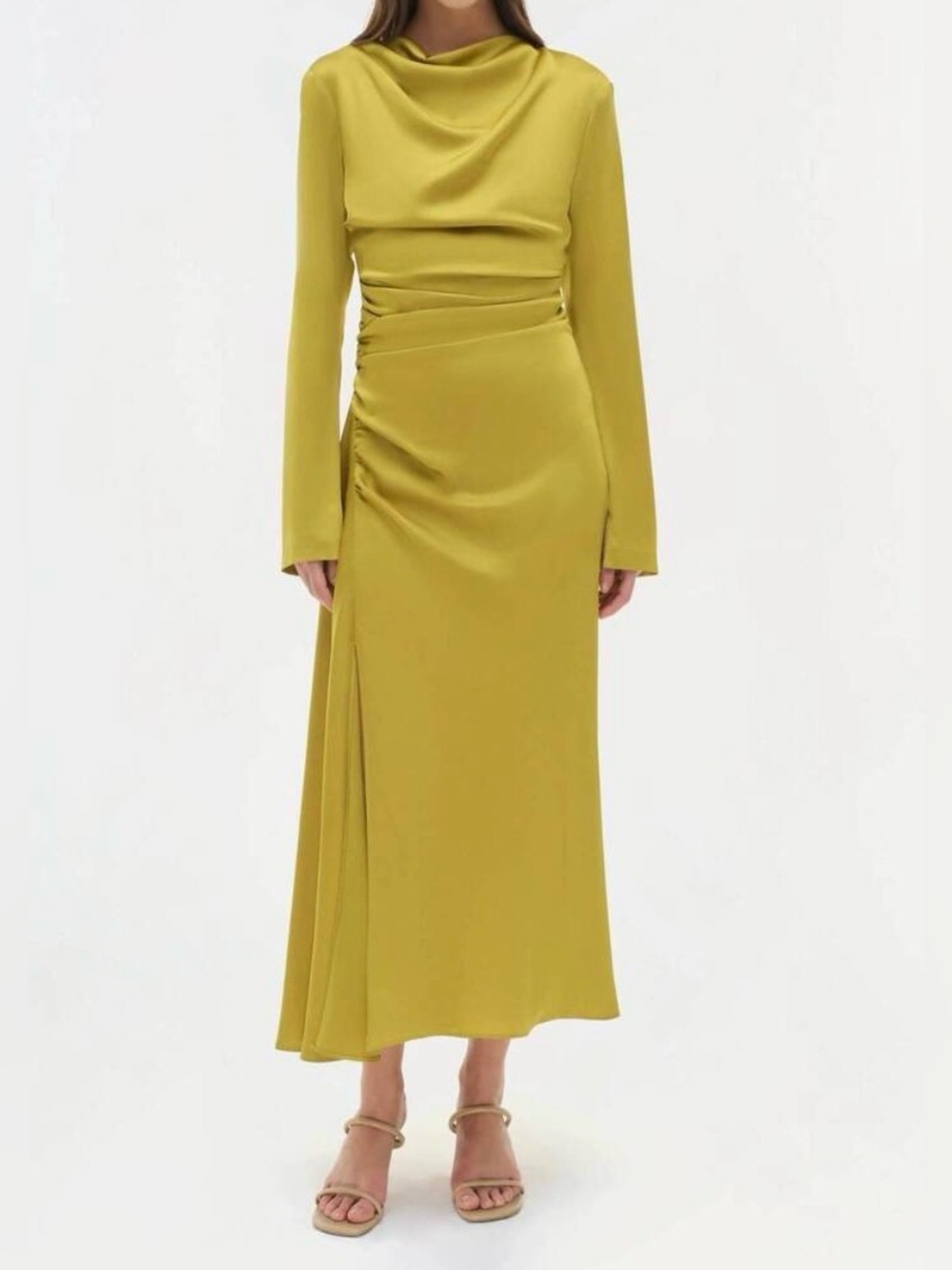 NEW SIMKHAI odessa satin midi dress in pear